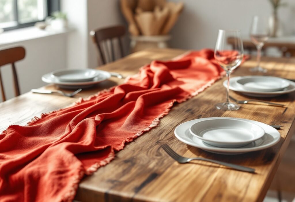 Rouge éclatant : dynamisez votre table avec un chemin de table rouge