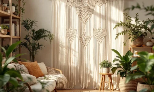 Déco bohème : sublimer son intérieur avec un rideau ou un mur en macramé