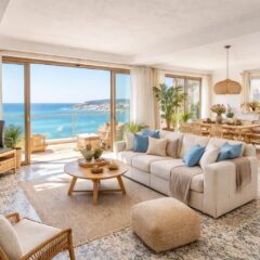 Immobilier Sète : appartements vue mer décorés style méditerranéen avec carreaux de ciment