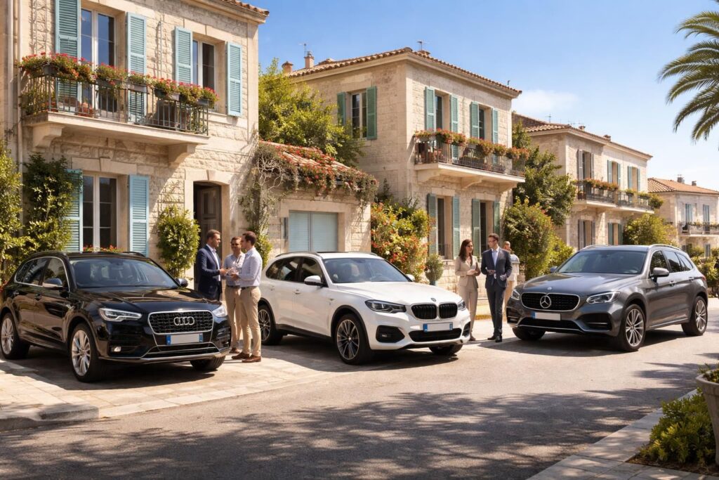 Immobilier Sétois visite les propriétés en Audi Q5, BMW X3 et Mercedes GLC