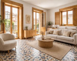 Rénover un appartement Sétois avec carreaux ciment authentiques et menuiseries bois sur mesure